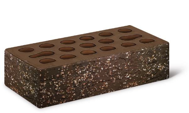 Кирпич облицовочный пустотелый 1НФ Керма Fusion Granite (Красно-коричневый мультитон, накатка "Кора"