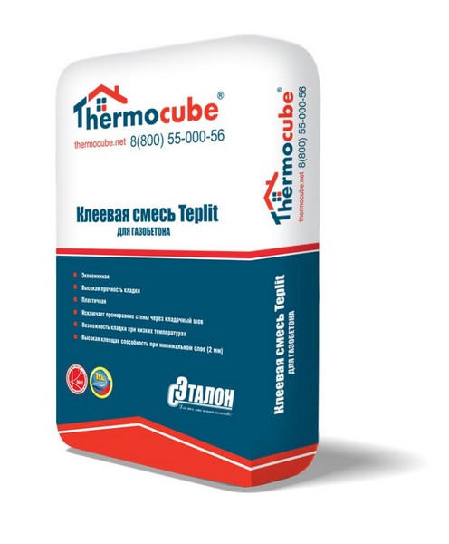 Клей для газосиликата и пенобетона Thermocube КЗСМ 25кг