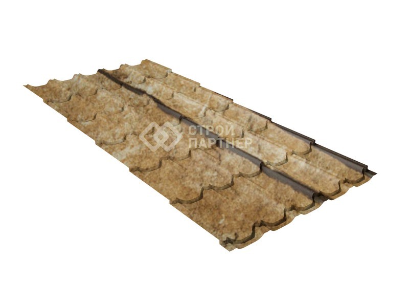 Металлочерепица Grand Line Kvinta plus, Print Elite, Камень песчанник (Sand Stone) 0,45 мм